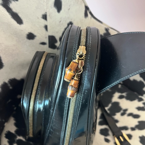 ❣️❣️HOST PICK❣️❣️Auth GUCCI 003-2113 Bamboo Blk Patent Single Shldr Backpack - Picture 14 of 16